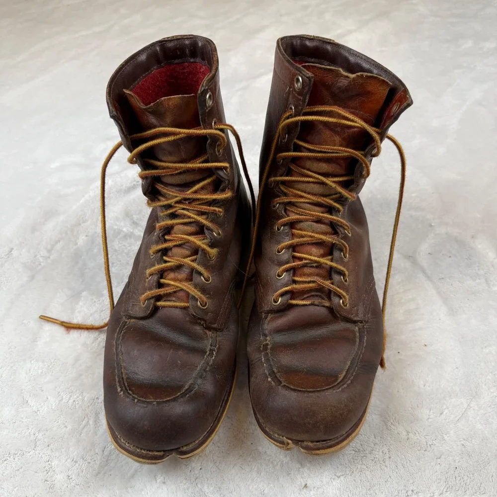 Vintage Red Wing Irish Setter Mens Brown Leather Moc Toe Work Boots Crepe Sole
